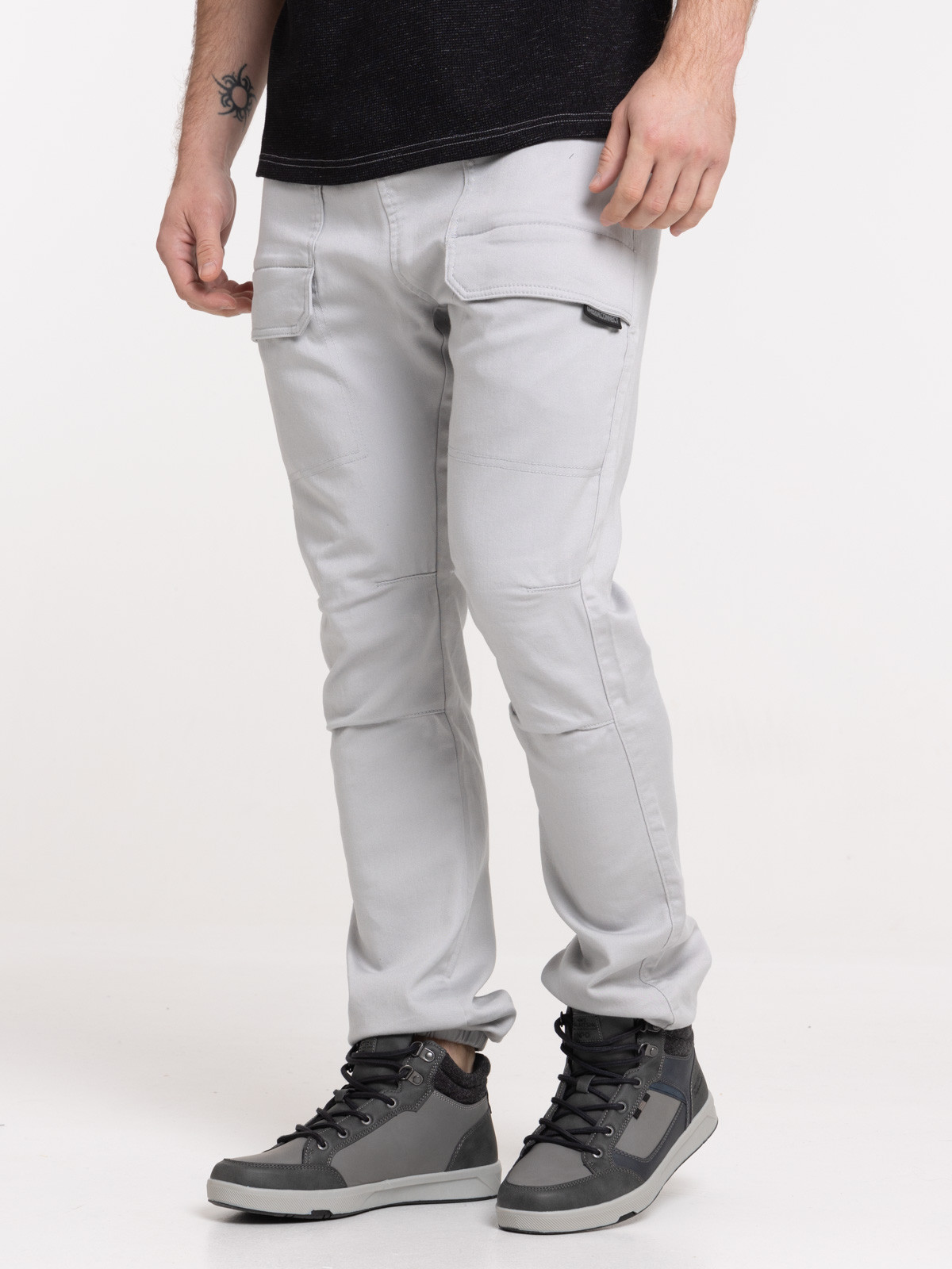 Pantalon cargo gris perle homme