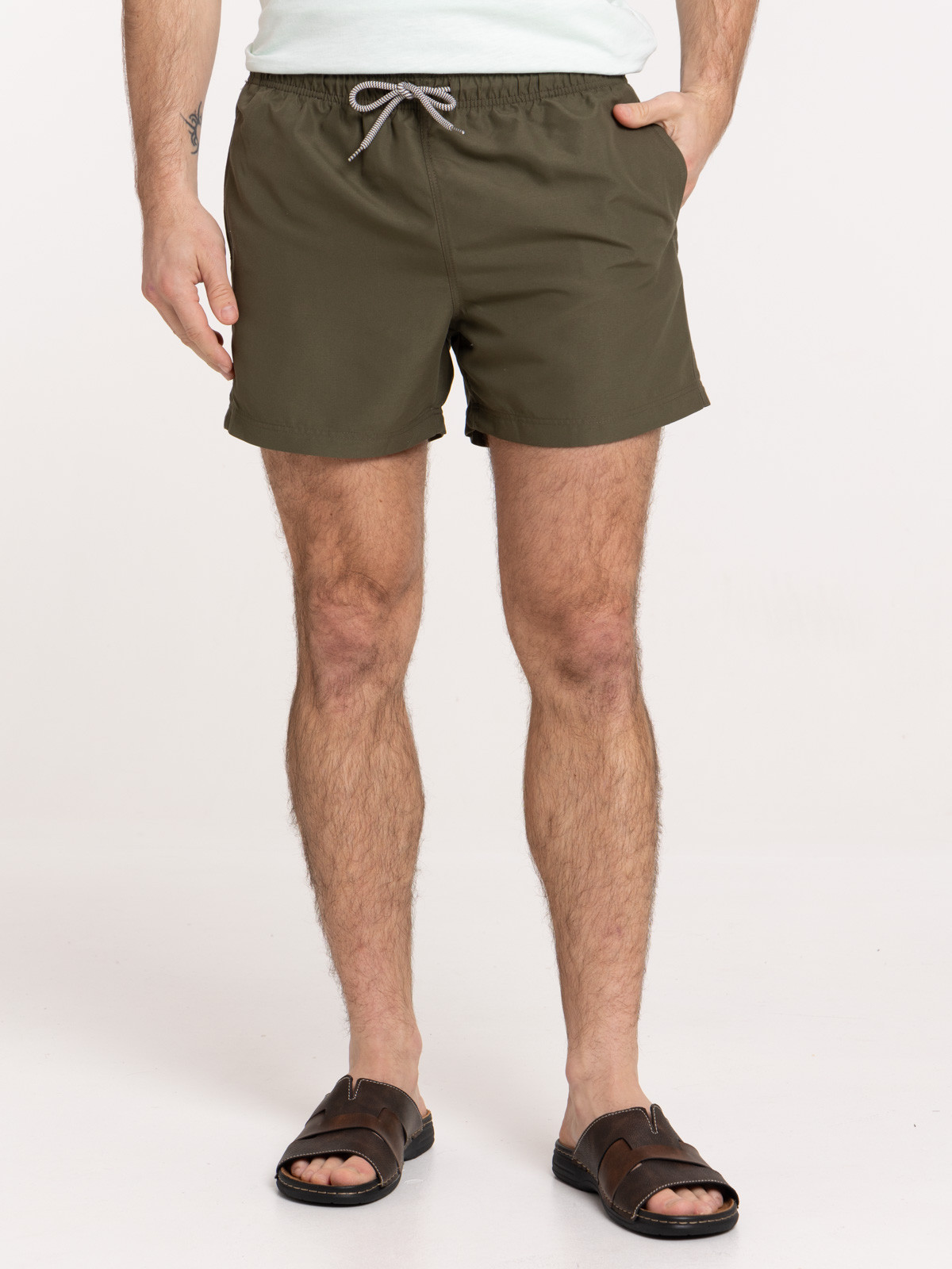 Short de bain kaki homme