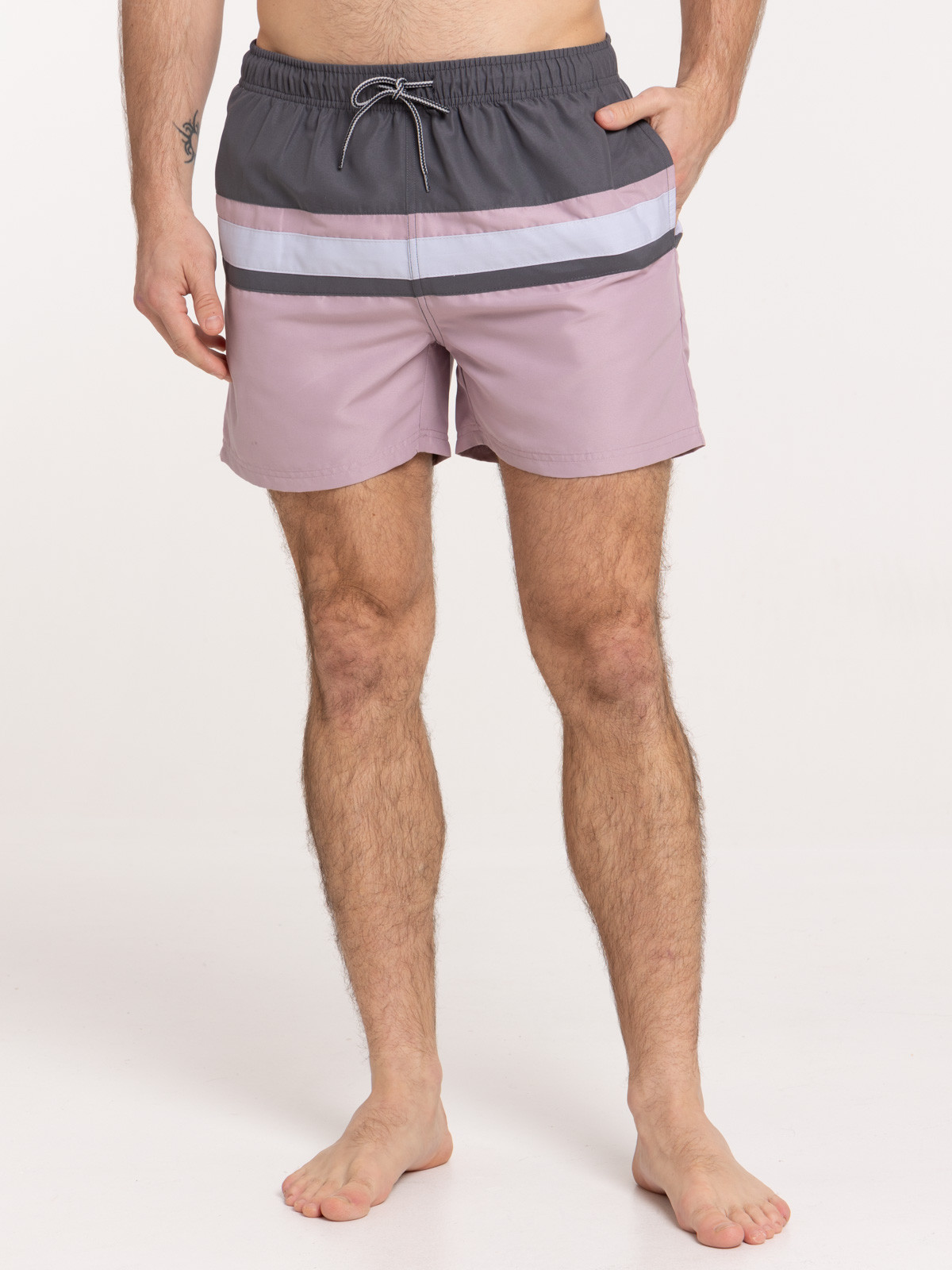 Short de bain violet grisé homme