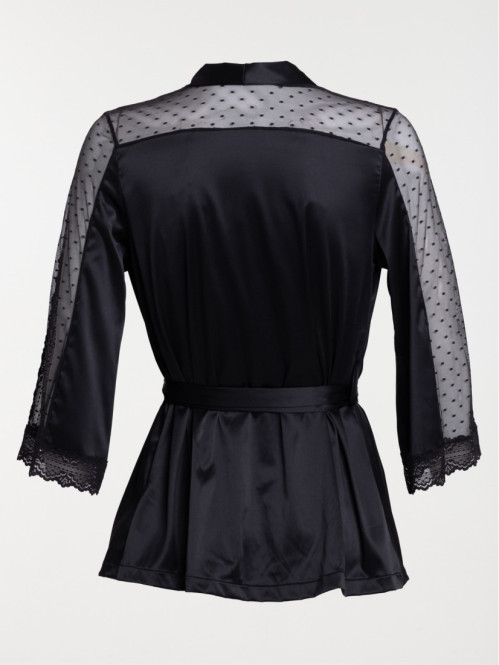 Kimono satin noire femme