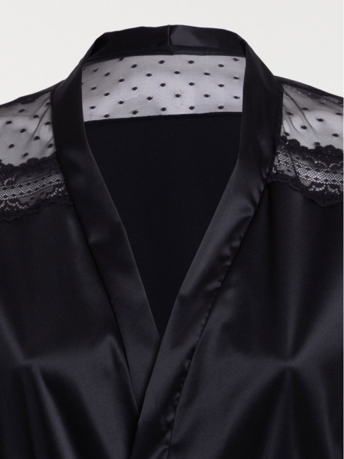 Kimono satin noire femme