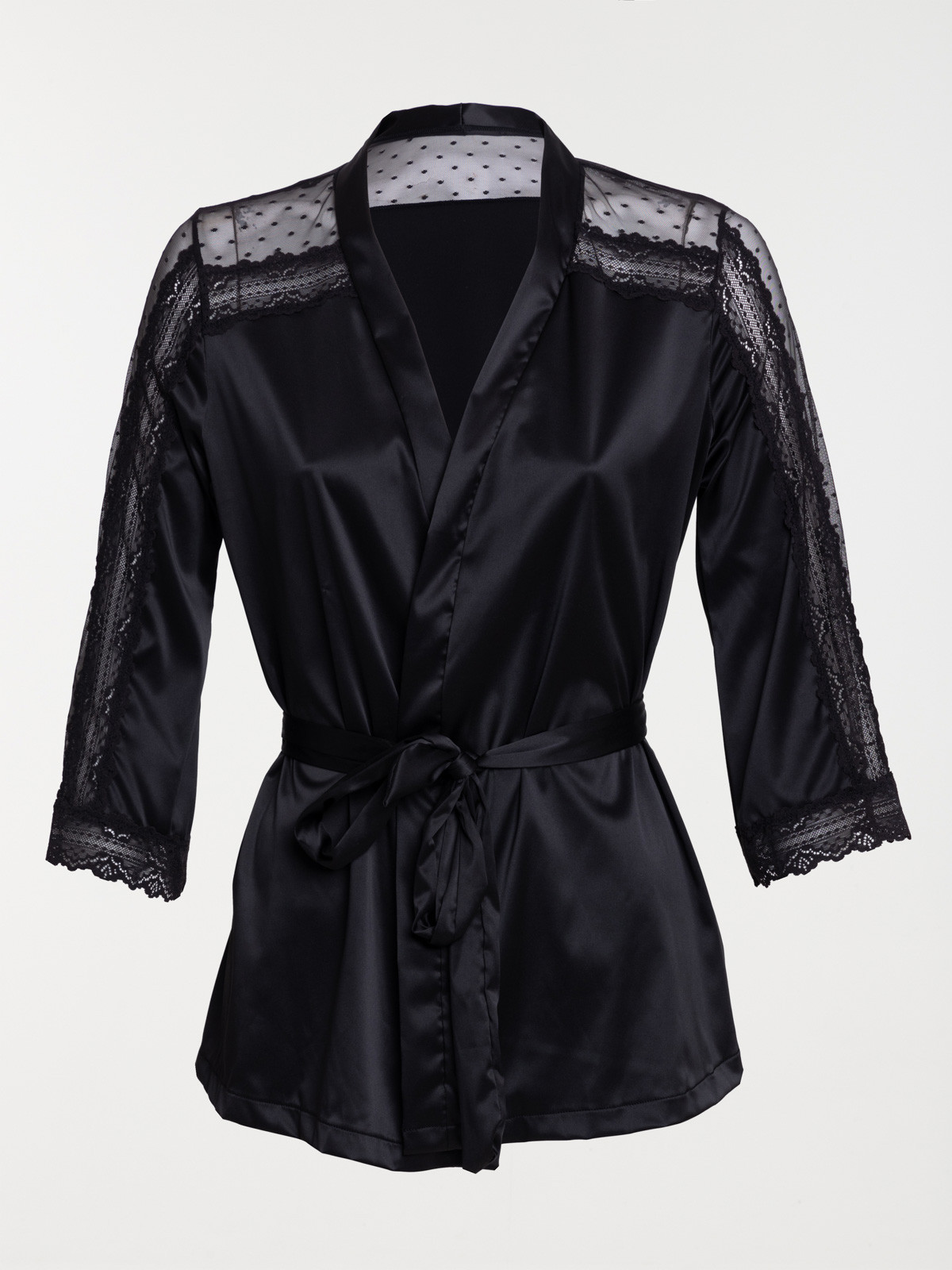 Kimono satin noire femme