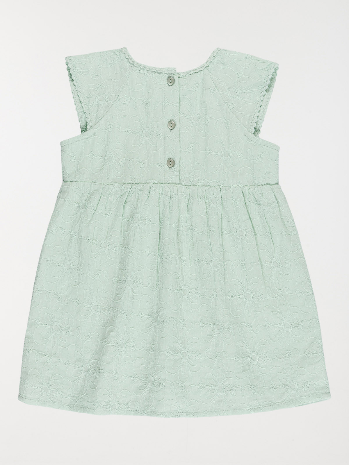 Robe brodée vert d'eau fille (3-36M) Robe brodée vert d'eau fille (3-36M)