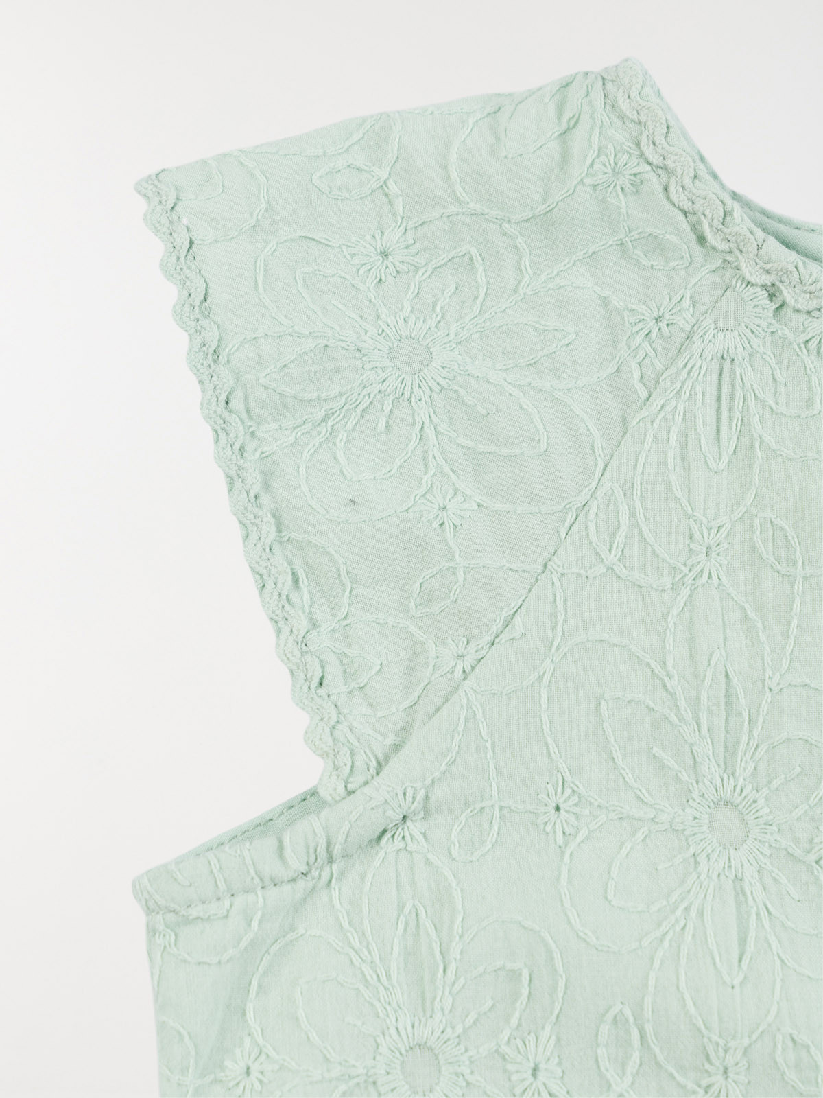 Robe brodée vert d'eau fille (3-36M) Robe brodée vert d'eau fille (3-36M)