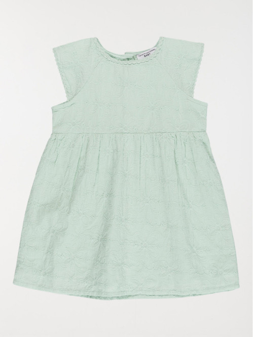Robe brodée vert d'eau...