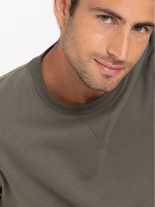 Sweat uni olive homme  Sweat uni olive homme