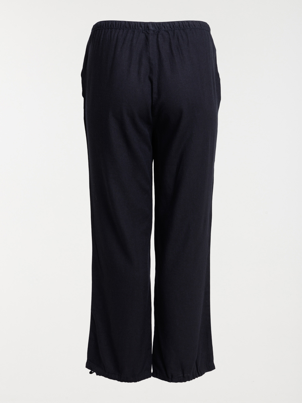 Pantalon lin noir grande taille femme