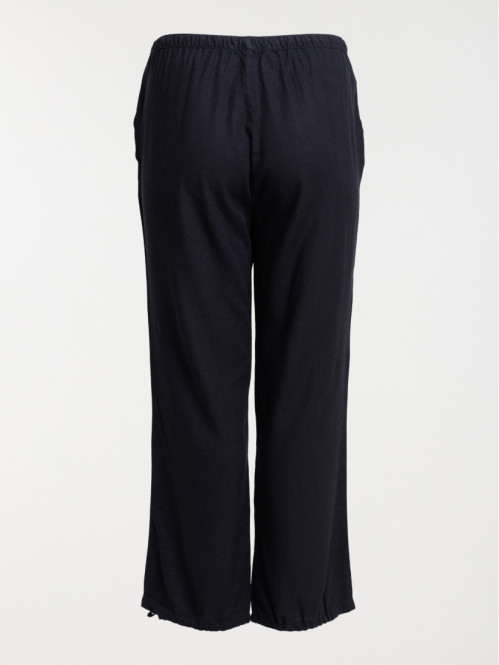 Pantalon lin noir grande taille femme