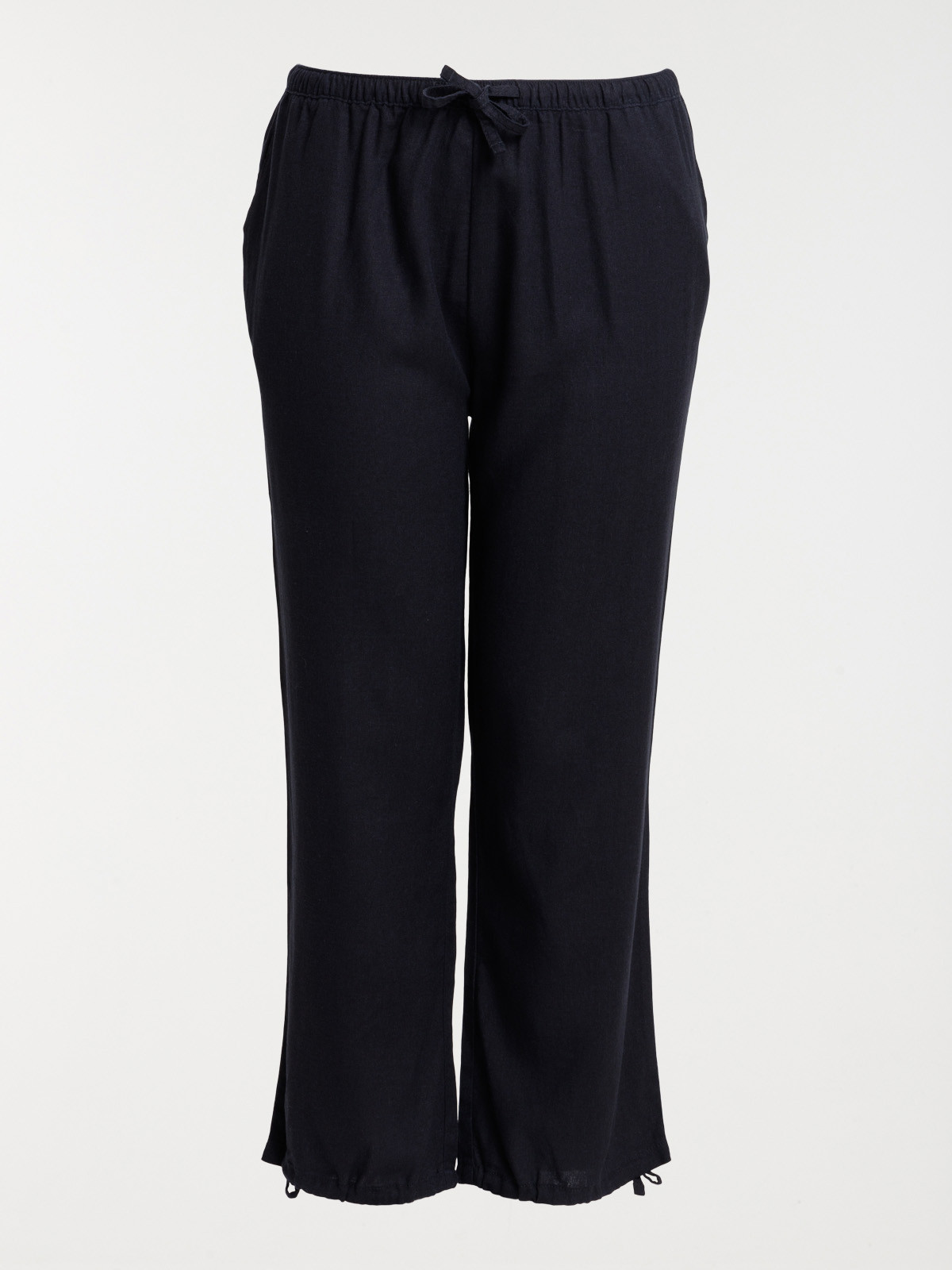 Pantalon lin noir grande taille femme