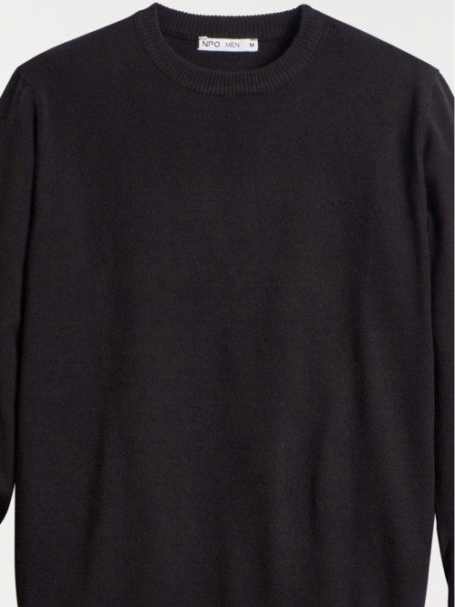 Pull col rond noir homme