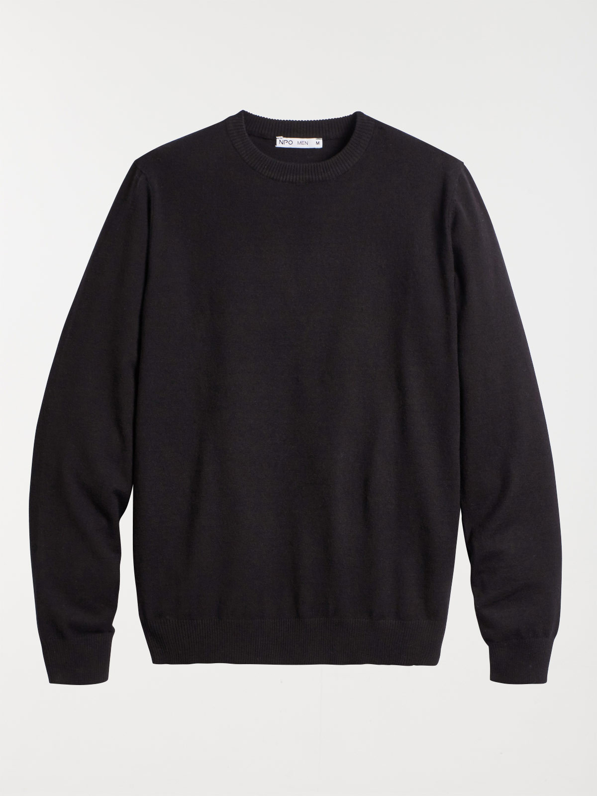 Pull col rond noir homme