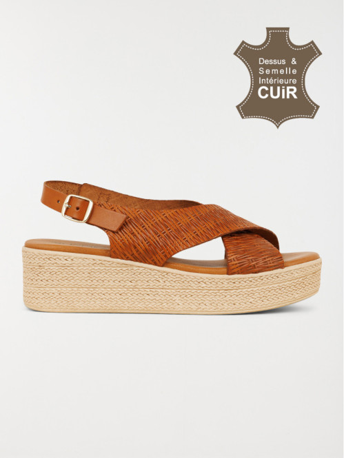 Sandales compensées marron femme (36-41)