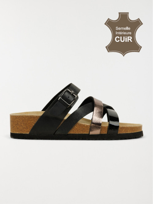 Mules plates noires femme (36-41)