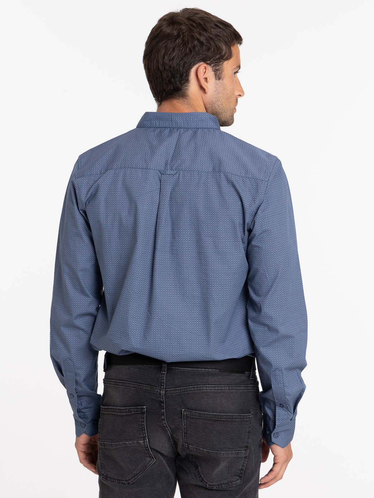 Chemise imprimée indigo 100% coton homme