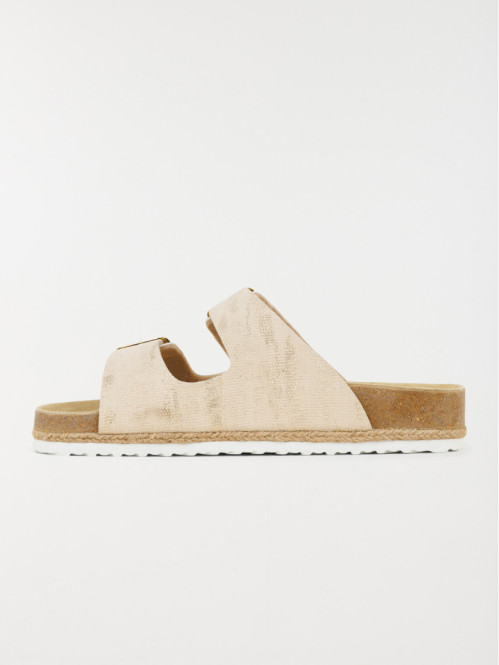 Mules plates femme beige...