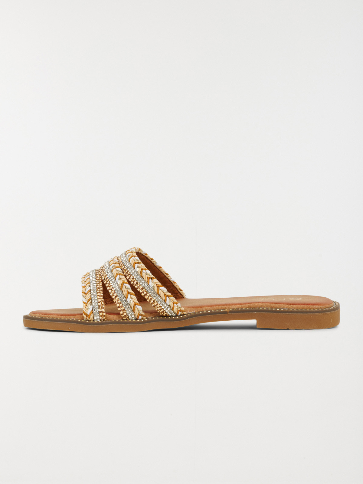 Mules plates brides strass femme (36-41)