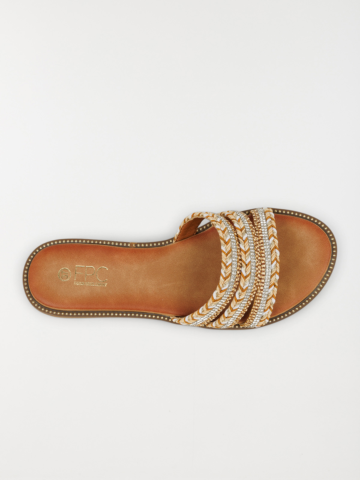 Mules plates brides strass femme (36-41)