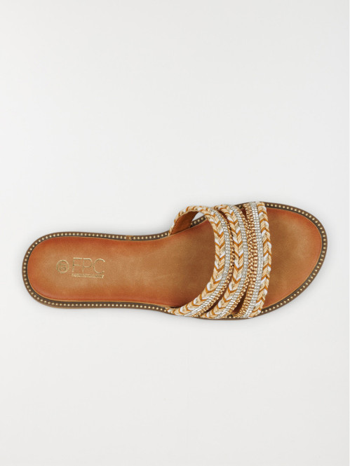 Mules plates brides strass...