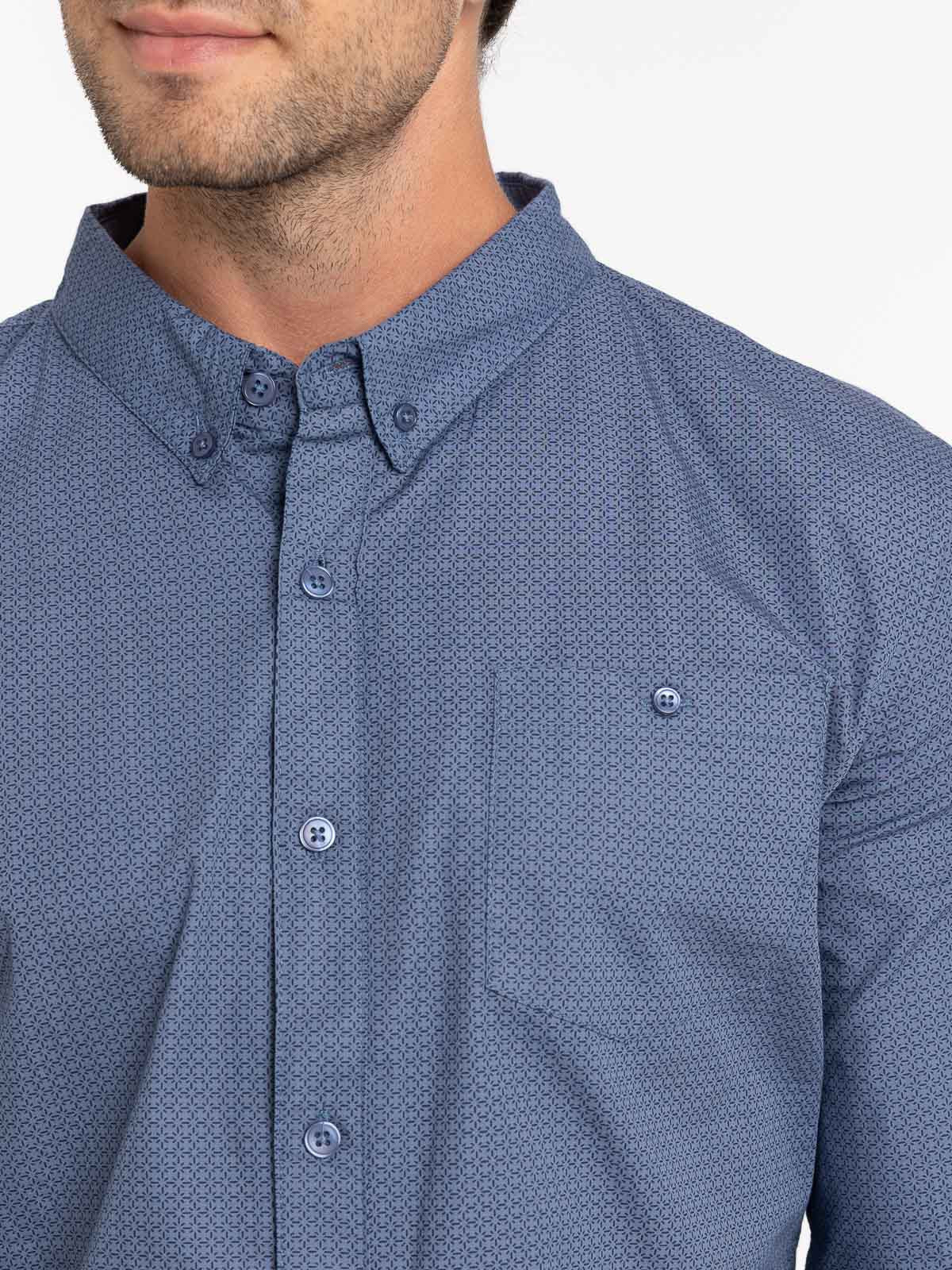 Chemise imprimée indigo 100% coton homme