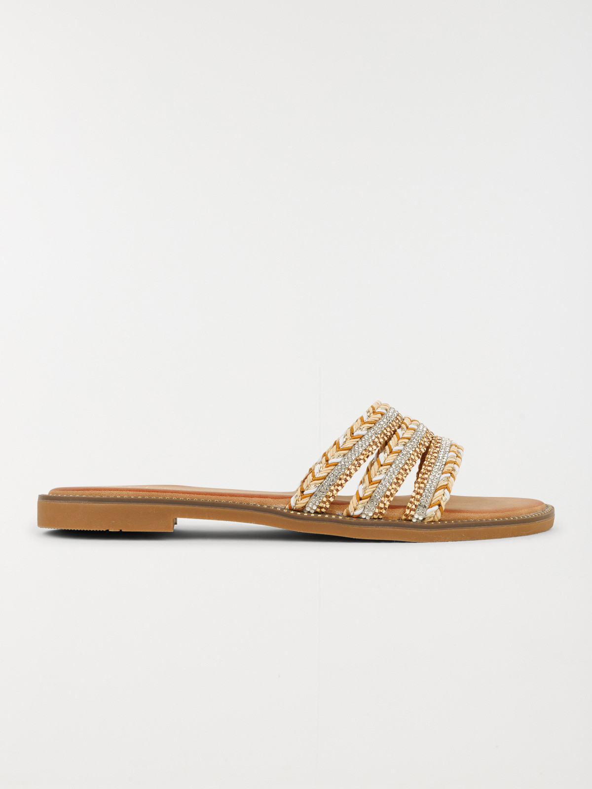 Mules plates brides strass femme (36-41)