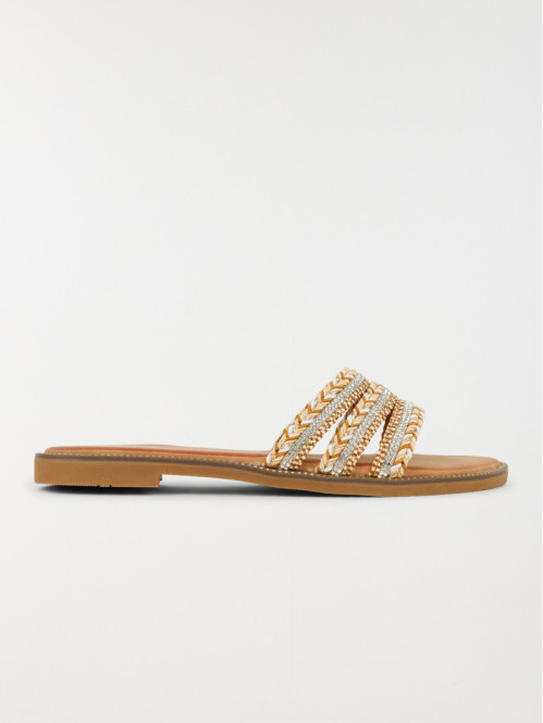 Mules plates brides strass...