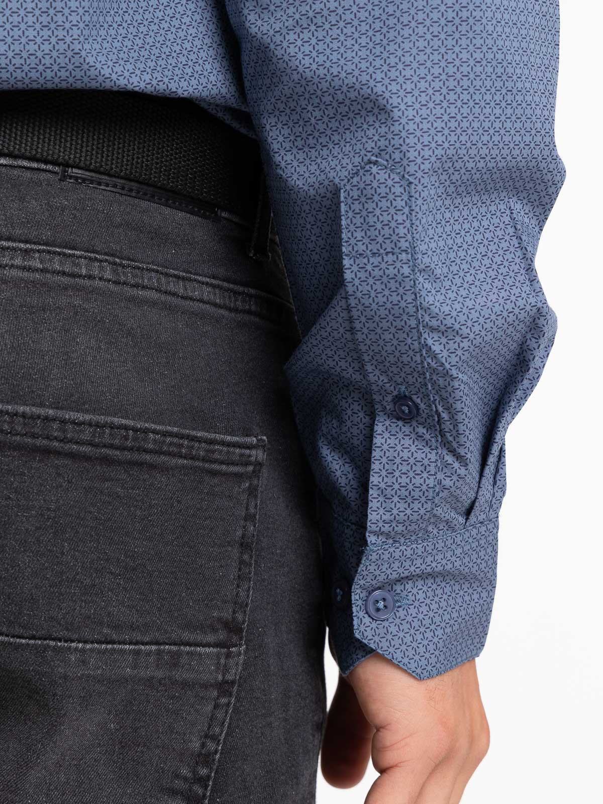 Chemise imprimée indigo 100% coton homme