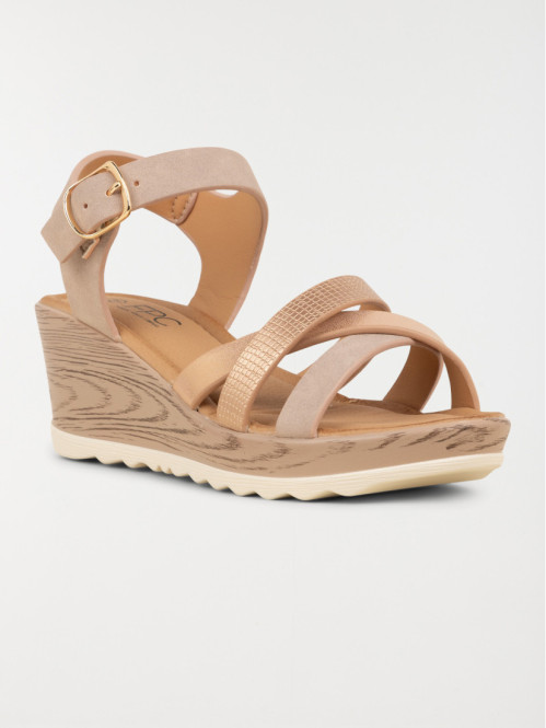 Sandales compensées roses...