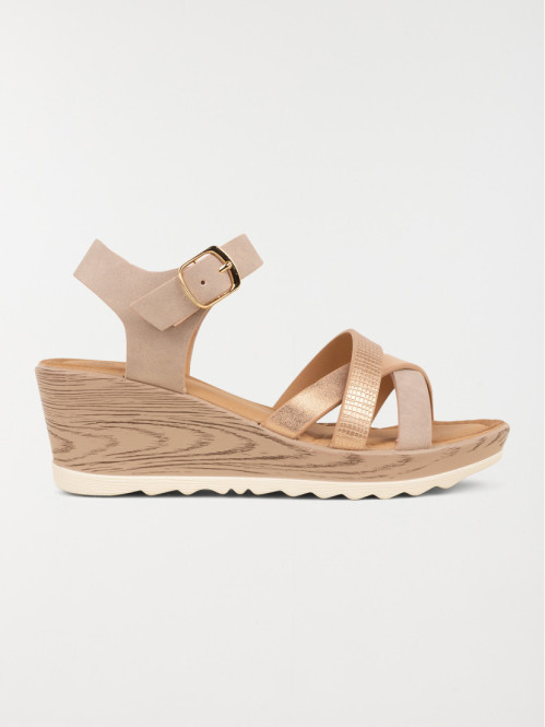 Sandales compensées roses femme (36-41)
