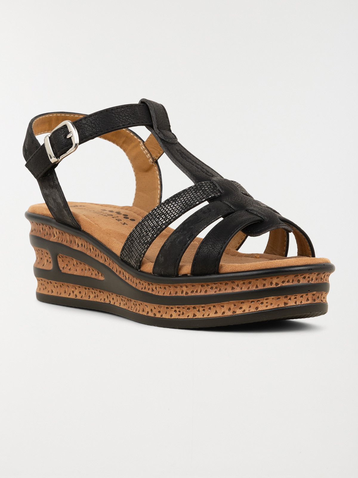 Sandales noires compensées femme (36-41)