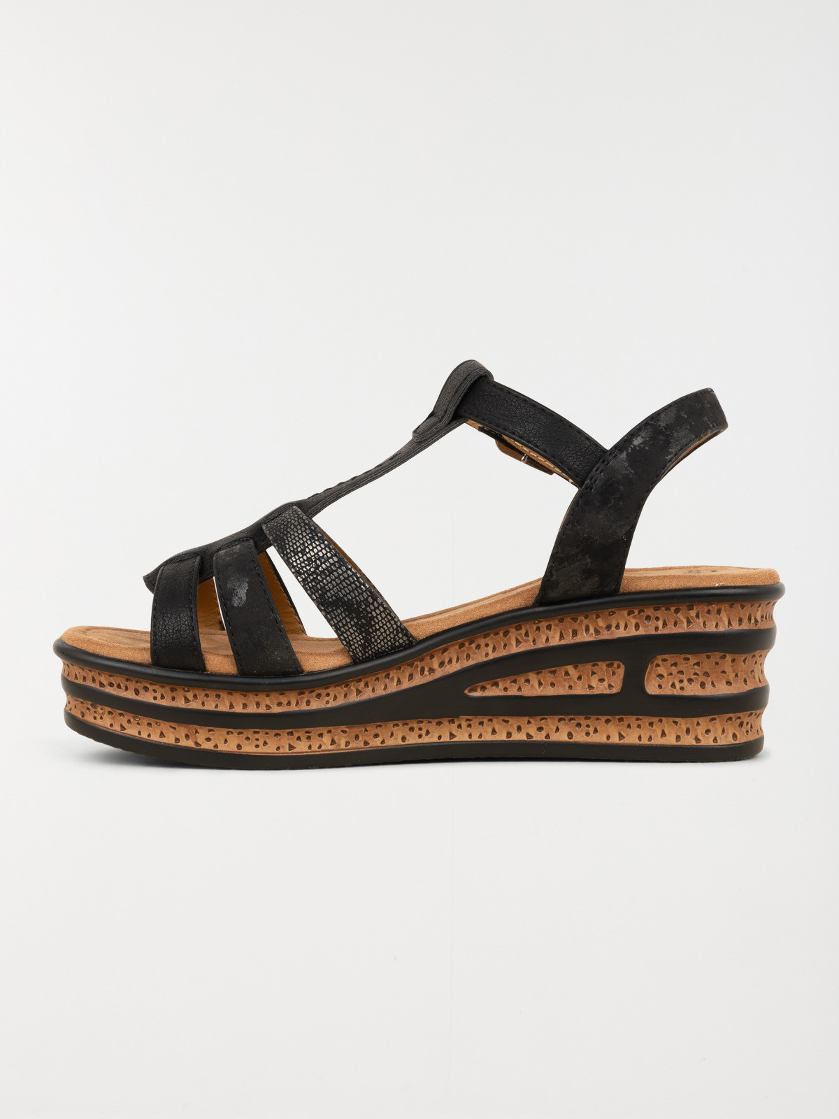 Sandales noires compensées femme (36-41)