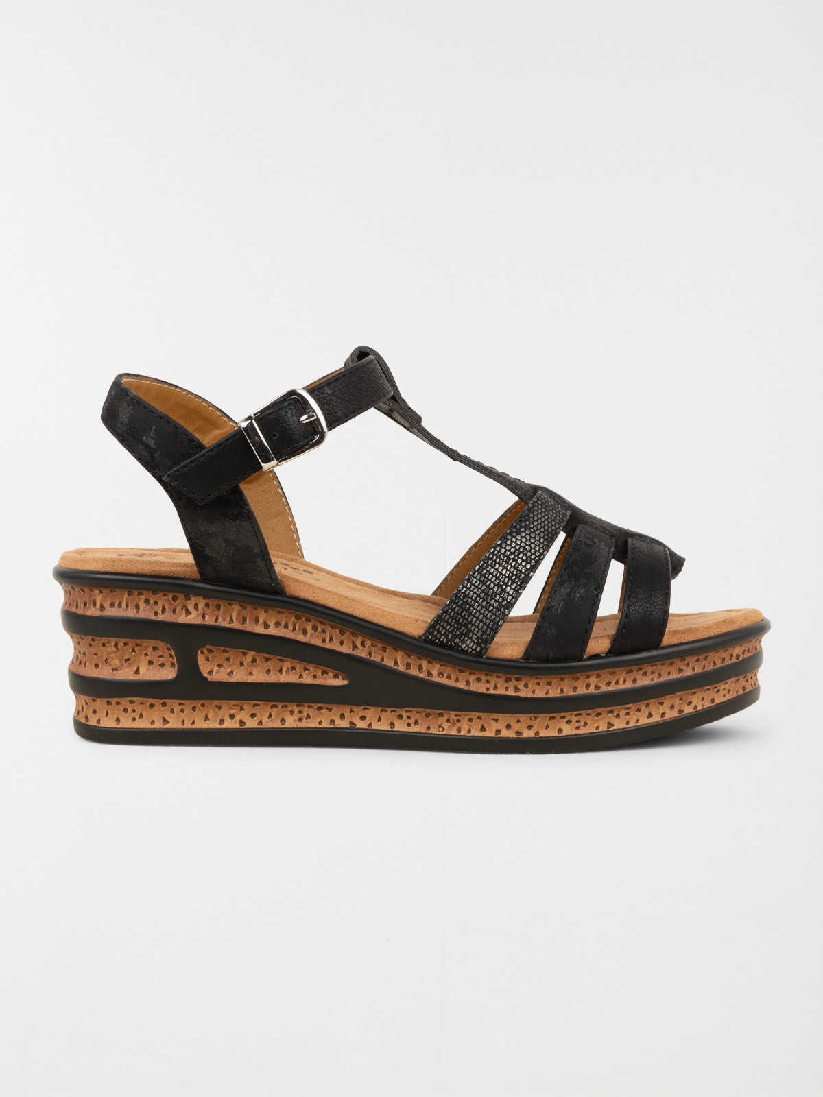 Sandales noires compensées femme (36-41)