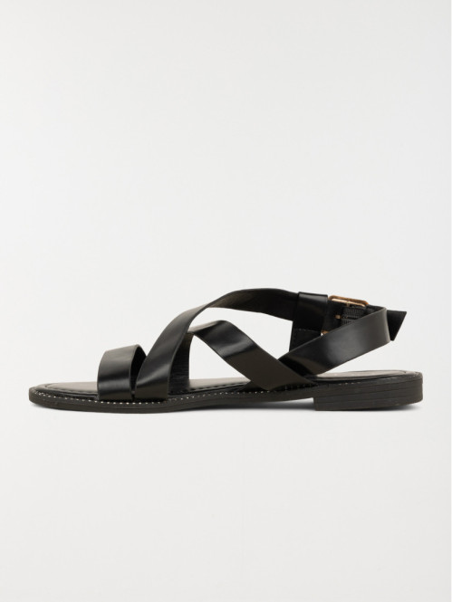 Sandales plates femme noir...