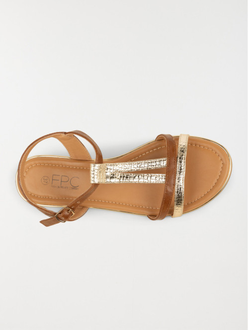 Sandales camel et or femme...