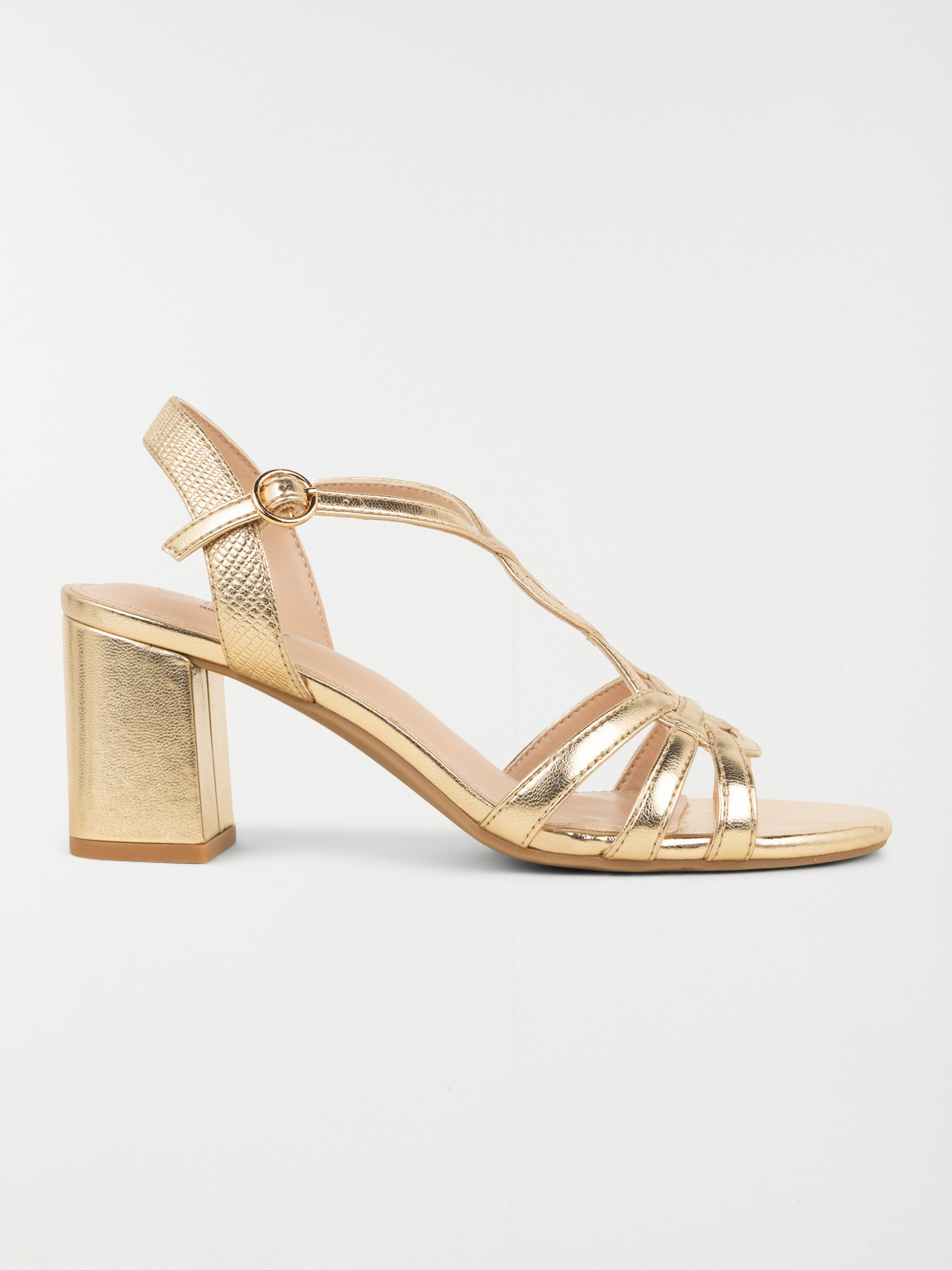 Sandales dorées à talons femme (36-41)