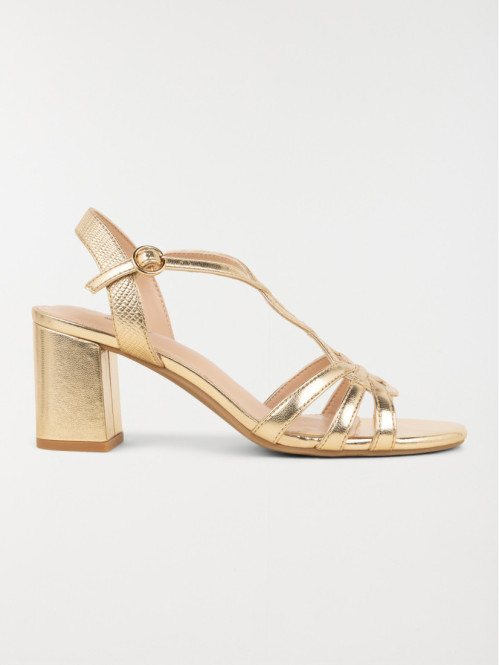Sandales dorées à talons femme (36-41)