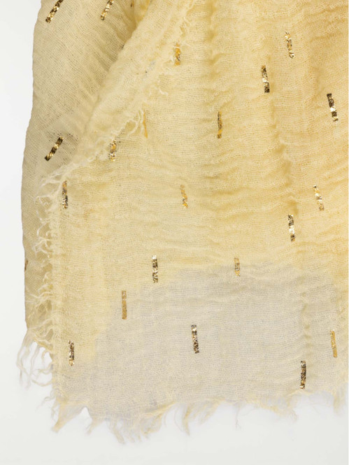 Foulard jaune motif doré femme