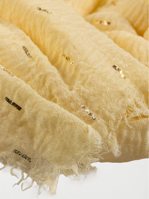 Foulard jaune motif doré femme