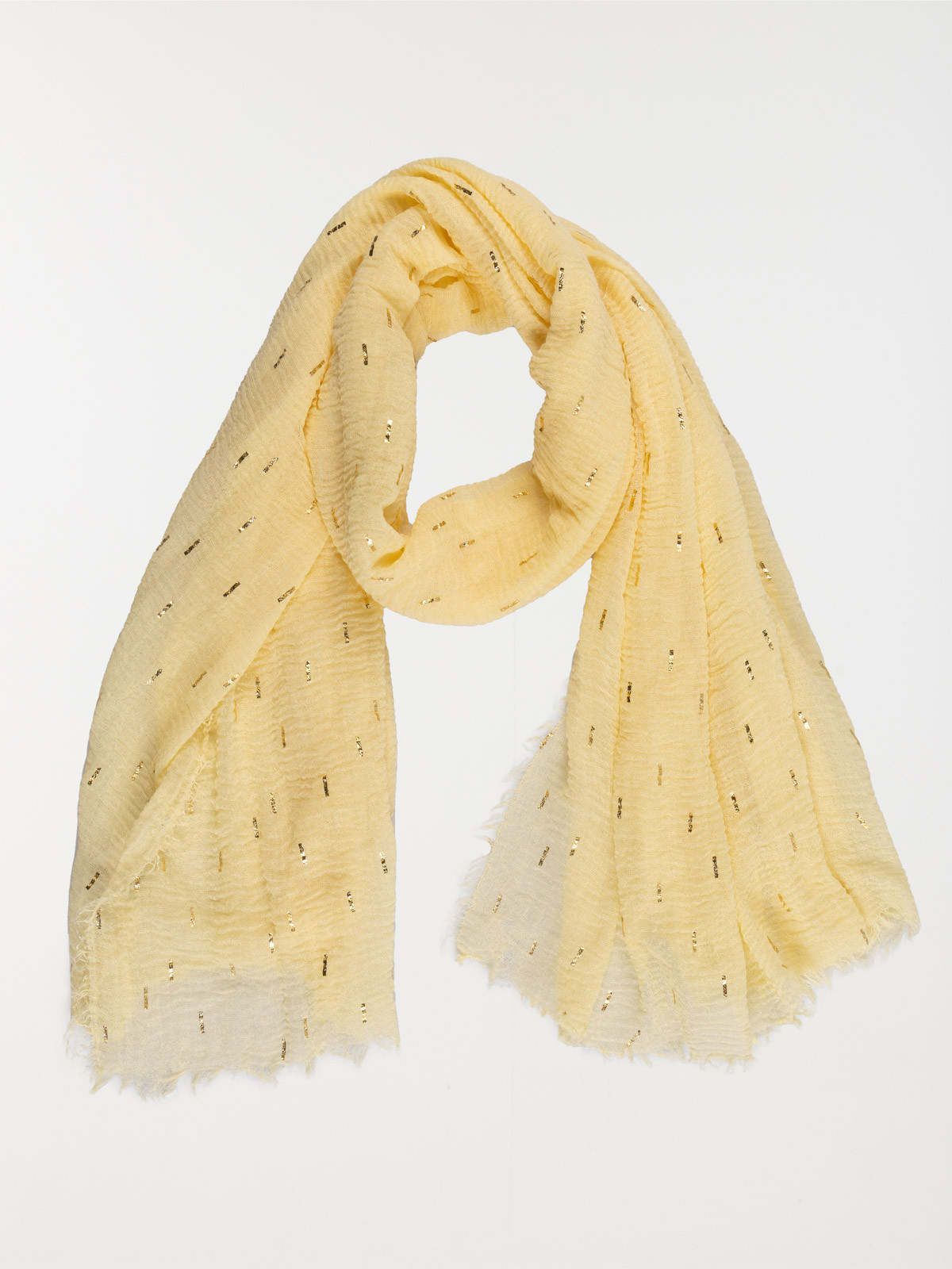 Foulard jaune motif doré femme