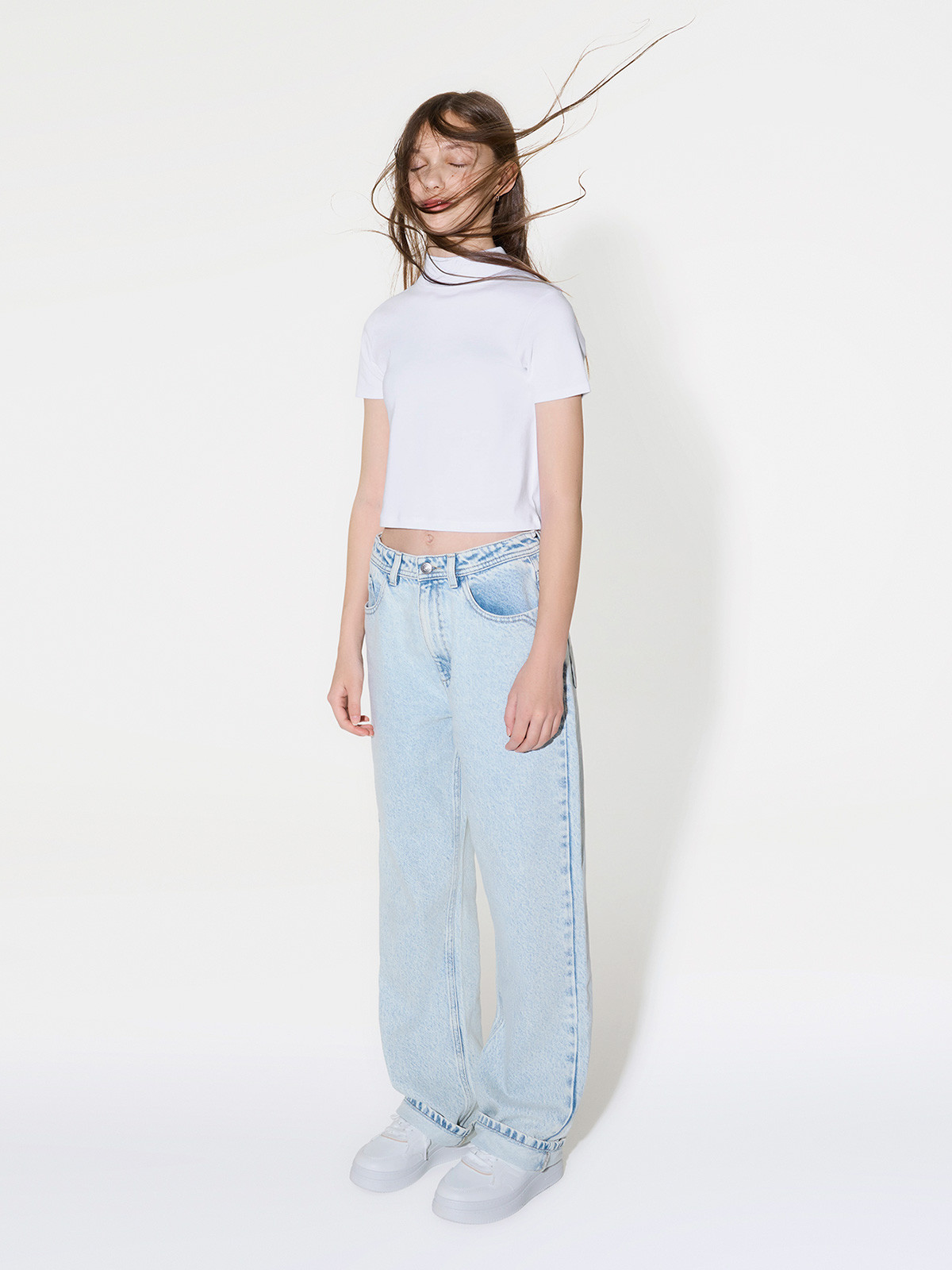 Jean straight bleached fille (XXS-M)