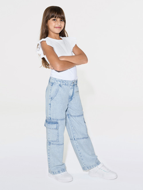 Jean cargo large fille (3-12A)