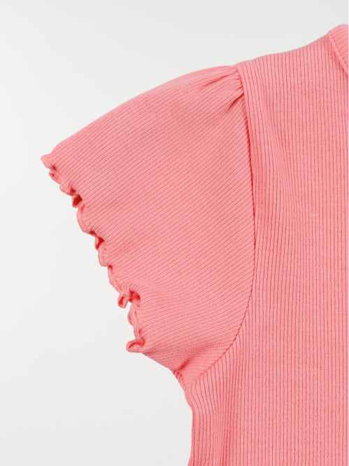 T-shirt rose bonbon fleur...