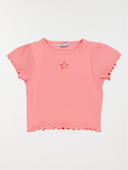 T-shirt rose bonbon fleur...