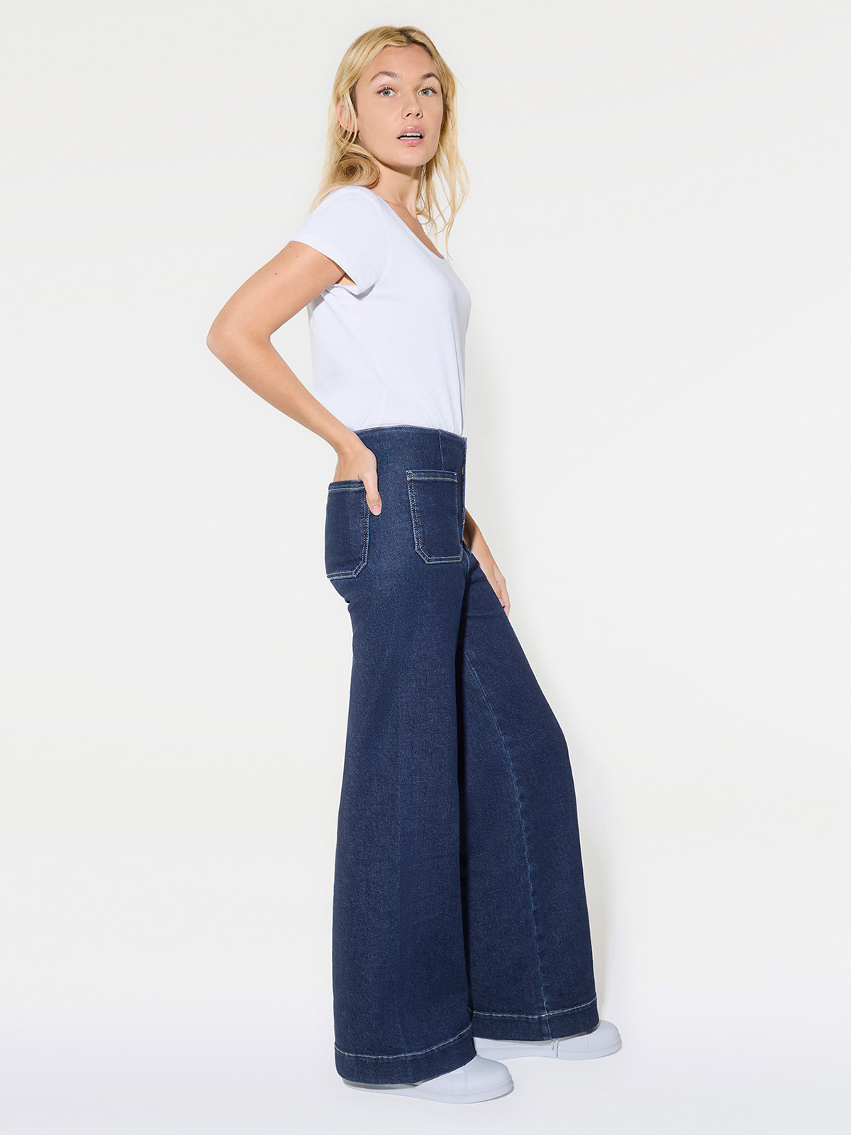 Jean wide leg brut femme