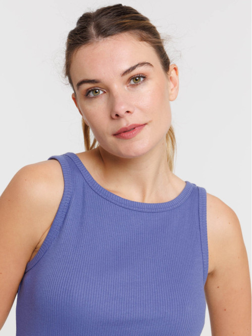 Robe courte côtelée femme