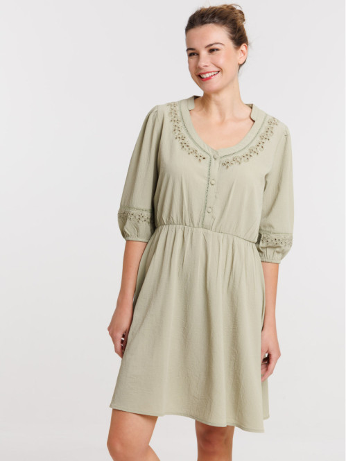 Robe détail broderie anglaise femme