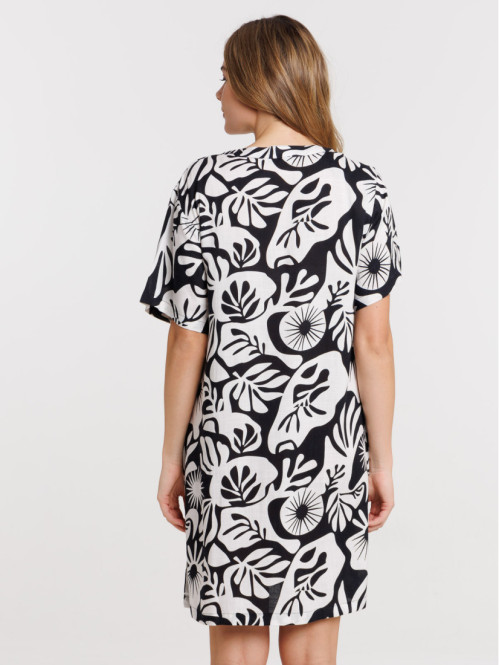 Robe imprimée noire et blanche femme Robe imprimée noire et blanche femme