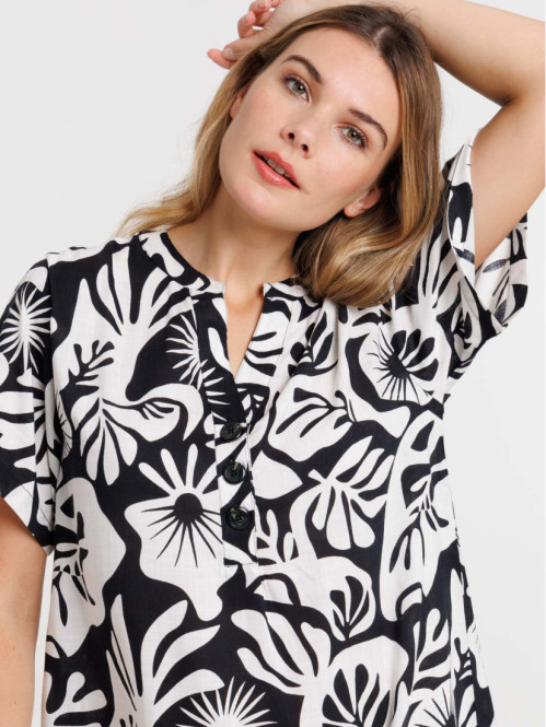 Robe imprimée noire et blanche femme Robe imprimée noire et blanche femme