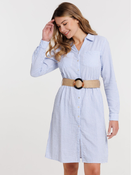 Robe rayée ceinturée femme