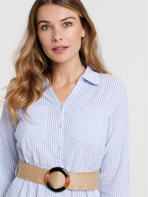 Robe rayée ceinturée femme