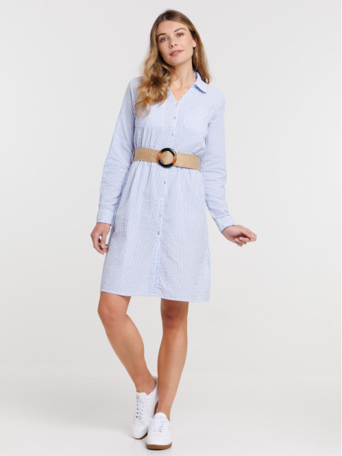 Robe rayée ceinturée femme